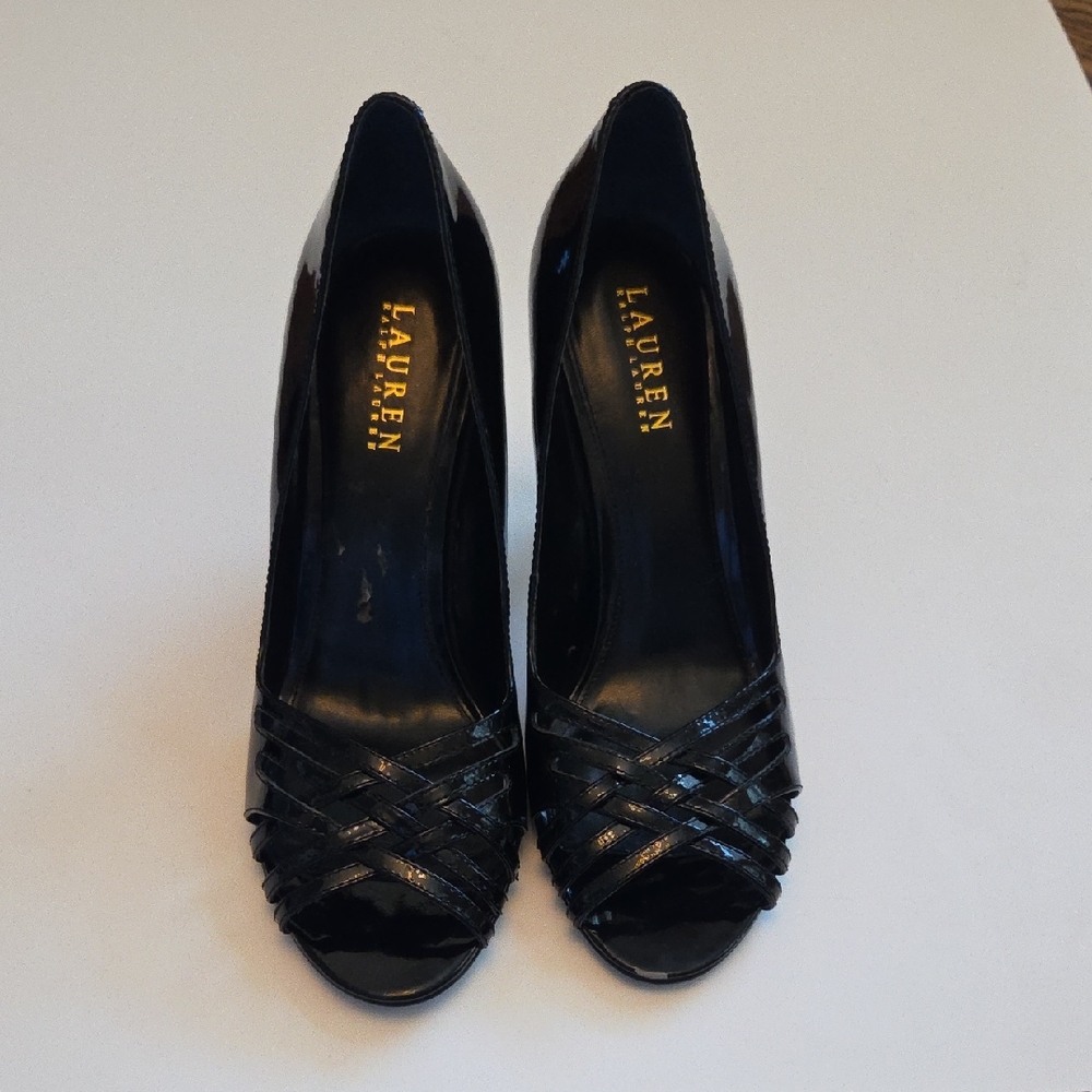 Lauren Ralph Lauren Black Peep-Toe Heels